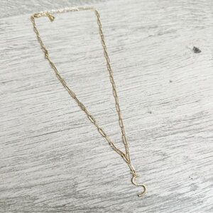 Gold Paperclip Chain Letter S Necklace